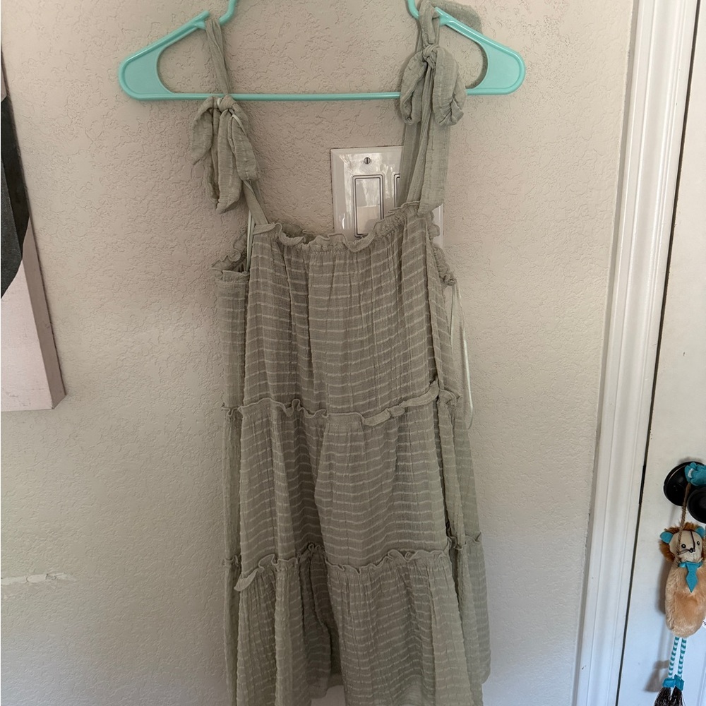 Altard State Tiered Tie-Shoulder Sundress in Sage Green